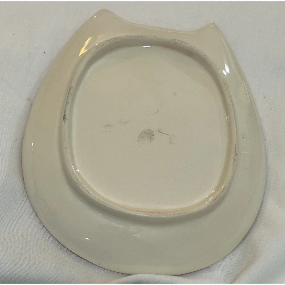 Ceramic Owl Trinket Dish‎ Red/burgandy